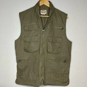 Banana Republic Vest Mens Sz Medium Hooded Safari OD Army Green Vintage Zip Up